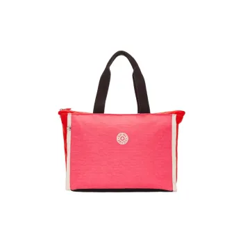 Kipling Polyamide Shoulder Bag, Large Capacity Tote Regular Unisex Pink And Orange Block Patchwork
