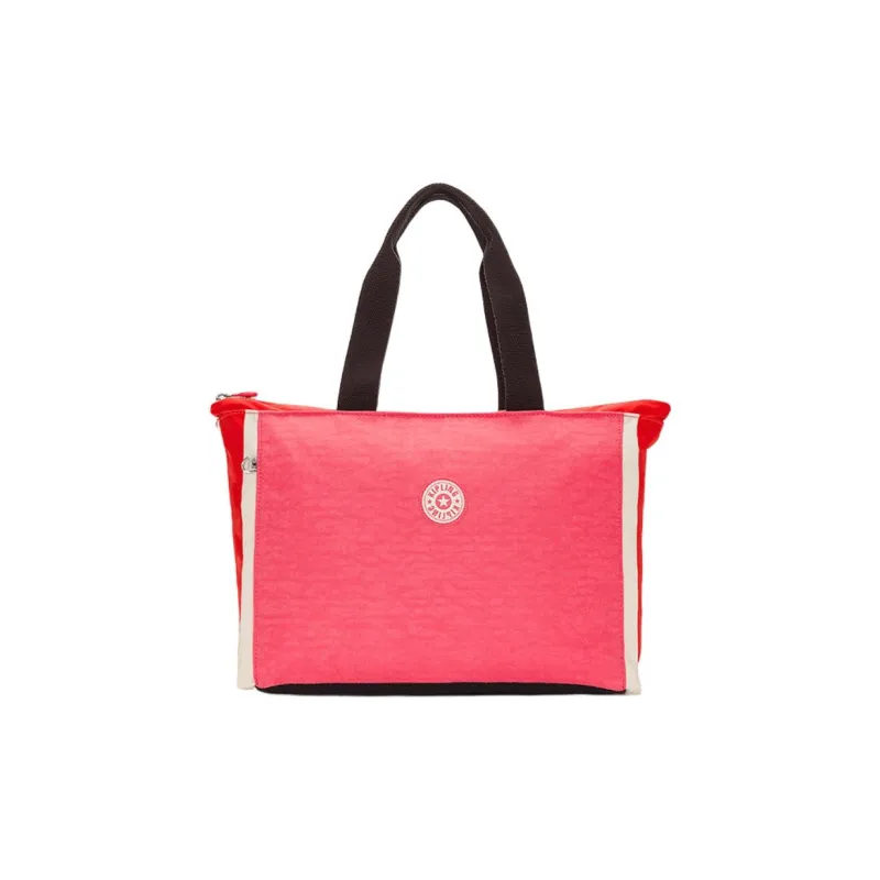 Kipling Polyamide Shoulder Bag, Large Capacity Tote Regular Unisex Pink And Orange Block Patchwork-0