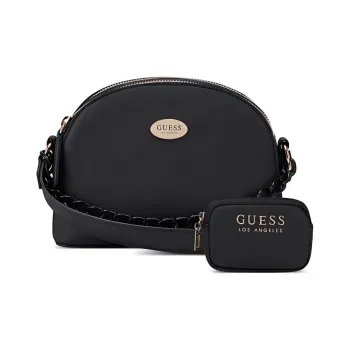 GUESS Leather Round Crown Crossbody Bag Mini Women's Black