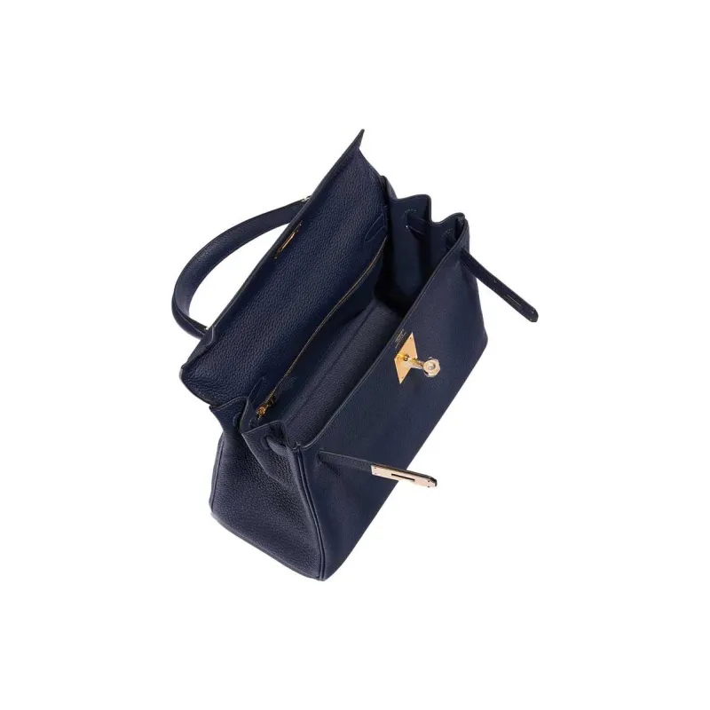 HERMES Cow Leather Kelly Bag Handbags Regular Women's 2Z Bleu Nuit Midnight Blue-4