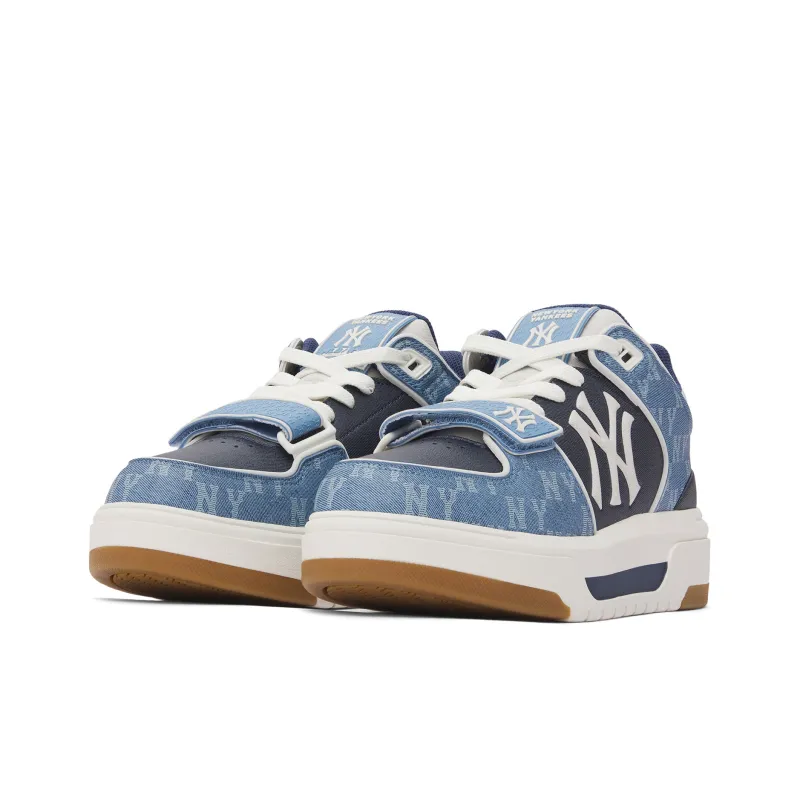 MLB Chunky Liner Anti Slip Wear Resistant Mid Top Casual Shoes Unisex Blue-2