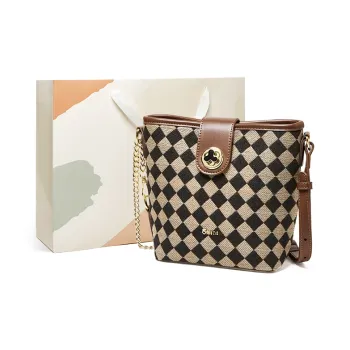 15 MINS Fabric With Synthetic Leather Shoulder Bag Women's Coffee