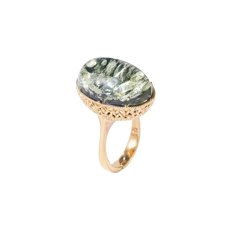 S&A S925 Silver Amber Rings Women's-1