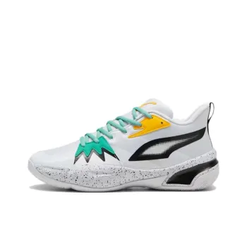 PUMA Genetics Non slip Wear resistant Shock Absorption Low Top Basketball Shoes Unisex Gray Green