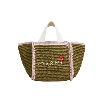 MARNI Viscose, Rayon Woven Bag Handbag Trumpets Women's Brown & Pink