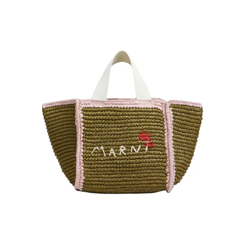 MARNI Viscose, Rayon Woven Bag Handbag Trumpets Women's Brown & Pink-0