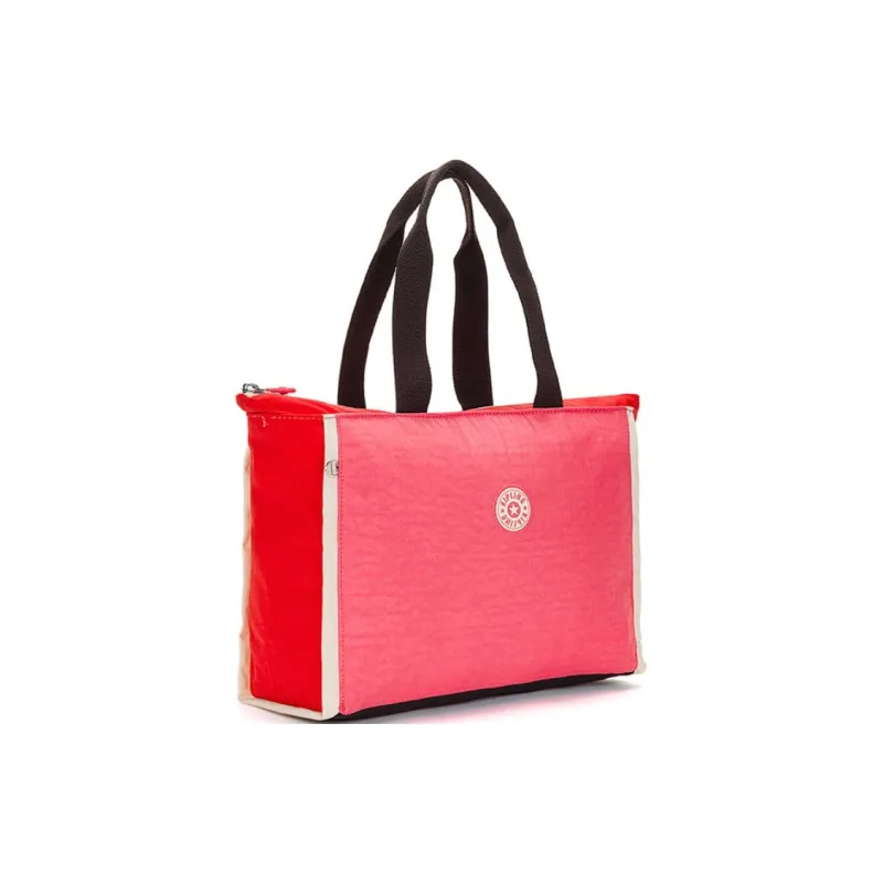Kipling Polyamide Shoulder Bag, Large Capacity Tote Regular Unisex Pink And Orange Block Patchwork-1