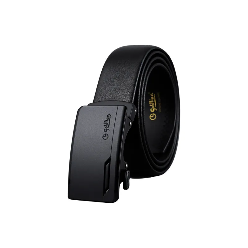 GOLDLION Cow Leather Belts Men's Black 3.5cm-0