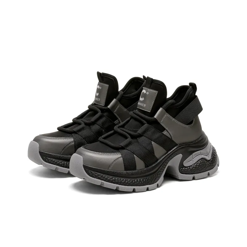C°BANNER Low Top Chunky Sneakers Women's Black Gunmetal-2