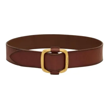 SAINT LAURENT Solid Color Design Calfskin Leather Belts Unisex Brown 4.5cm