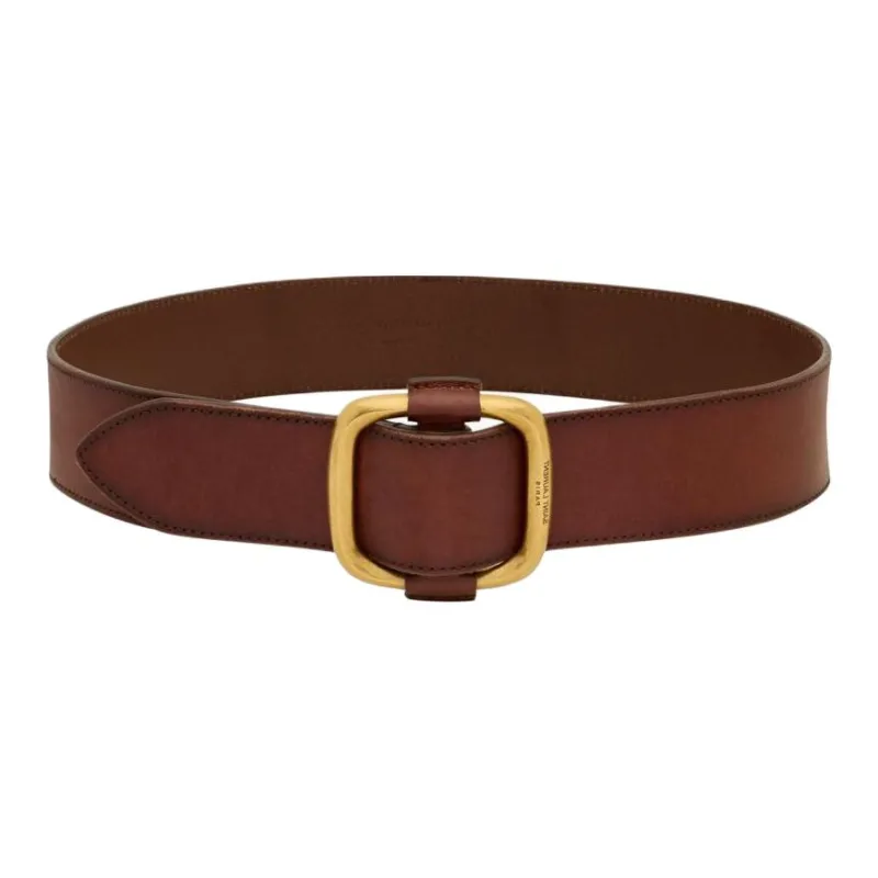 SAINT LAURENT Solid Color Design Calfskin Leather Belts Unisex Brown 4.5cm-0