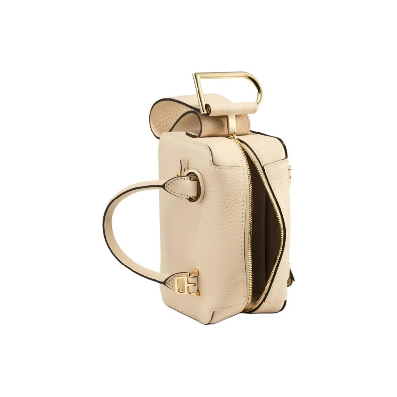 Delvau Cool Bo Grain Calfskin Shoulder Bag, Crossbody Bag, Handbag Nano Women's Beige-5