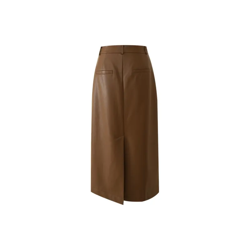 YALIDA Casual Long Skirts Women's Brown-1