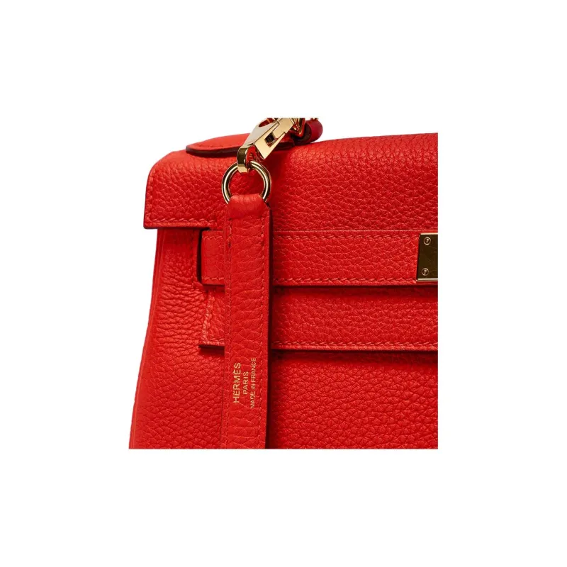 HERMES Kelly Togo Calfskin Kelly Bag Handbags Women's 9T Capucine Orange Red-5