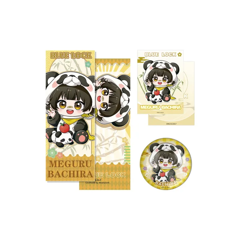 Crooked Melon Production Blue Lock Panda Collection 75mm Double Flash Tin Badge Laser Ticket Polaroid Combo Set Badges-4