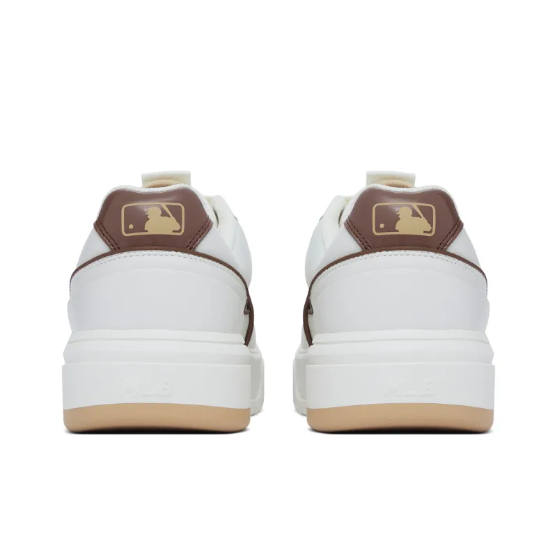 MLB Chunky Liner Anti Slip Wear Resistant Low Top Skateboard Shoes Unisex White Brown-4