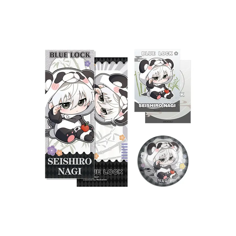 Crooked Melon Production Blue Lock Panda Collection 75mm Double Flash Tin Badge Laser Ticket Polaroid Combo Set Badges-11