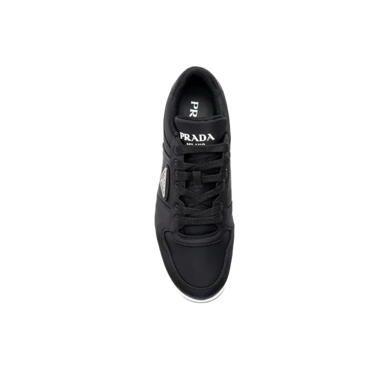 PRADA Re Nylon Gabardine Low Top Sneakers Black Black White-4