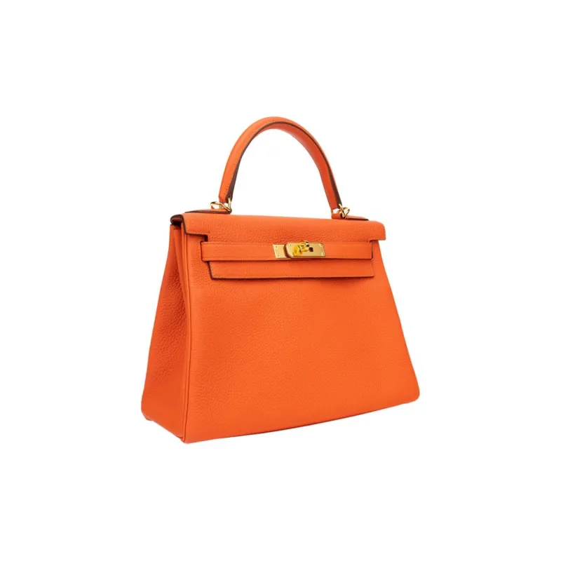 HERMES Kelly Togo Calfskin Kelly Bag Handbags Regular Women's 9J Feu Flame Orange-1