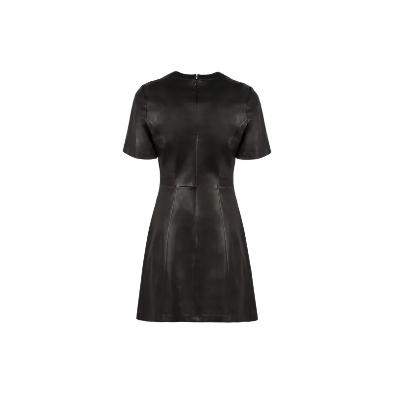Paco Rabanne Short Gathered Leather Dress-1