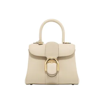 Delvau Brillant Textured Calfskin Shoulder Bag Crossbody Bag Handbag Mini Women's Beige