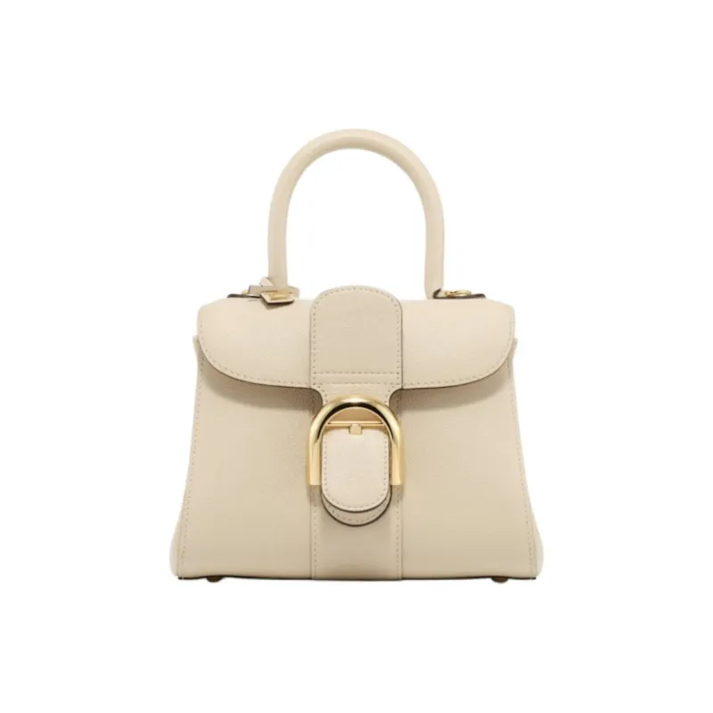 Delvau Brillant Textured Calfskin Shoulder Bag Crossbody Bag Handbag Mini Women's Beige-0