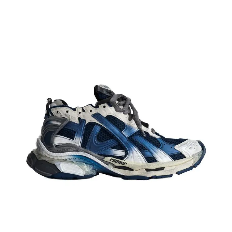 Balenciaga Runner Gradient Distressed Style Low-Top Casual Shoes Men's Blue-1