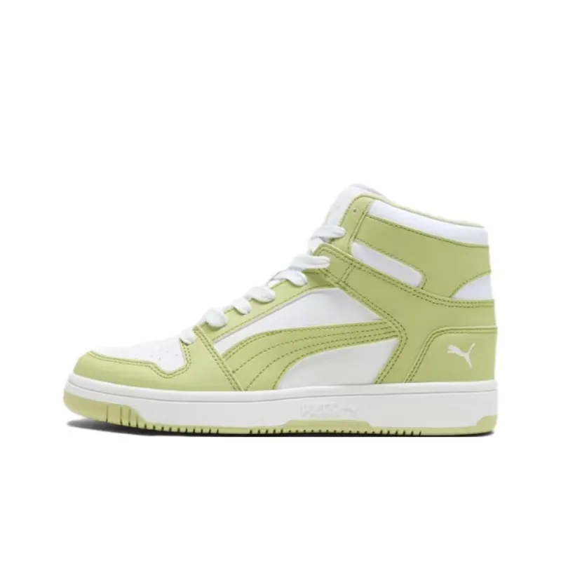 PUMA Rebound Layup Anti-Slip Wear-Resistant High-Top Skateboard Shoes Women's White Green-0