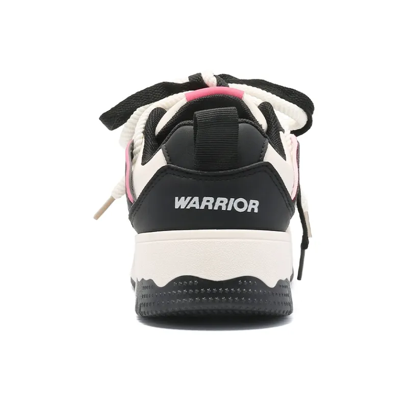 Warrior Low Top Skateboard Shoes Women's Black Rice Rose Red-4