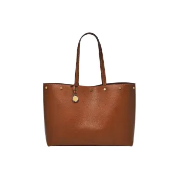 FOSSIL Leather Tote Bag Shopping Bag Shoulder Bag Handbag Women's Brown