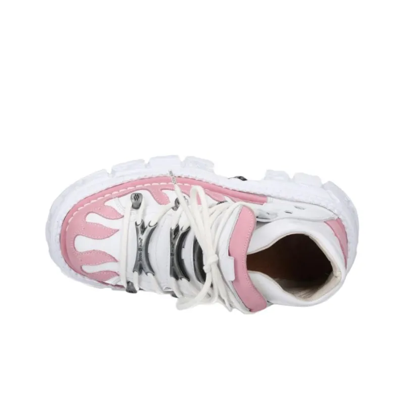 NEW ROCK Mid-Top Casual Shoes Unisex White Pink-5