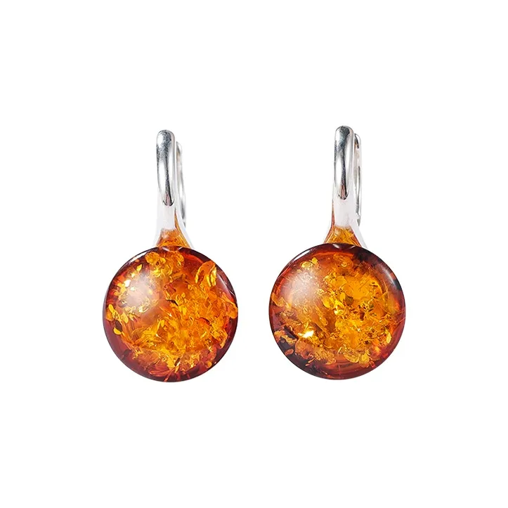 S&A S925 Silver Amber Earrings Women's-0