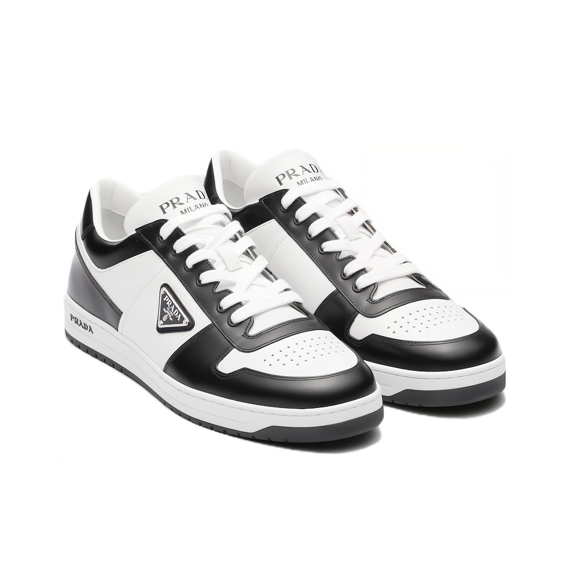 PRADA Downtown Leather 'White Black' US M 7.5 - POIZON