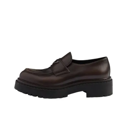 prada that Double Loafers 6cm Men's Dark Brown