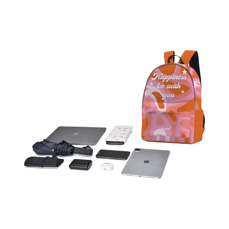 SRRW PU Student Backpack Regular Unisex Black Pink-16