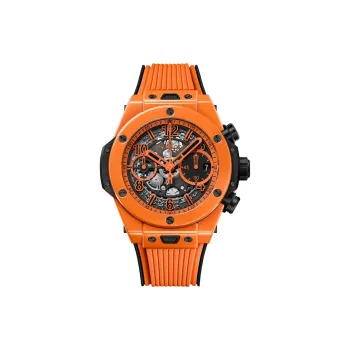 HUBLOT Automatic Mechanical Movement Unisex Watch 42mm Cut-Out Dial Ceramic Watch Case Rubber Strap