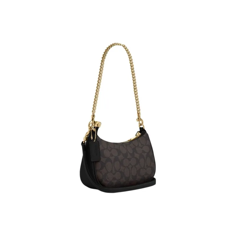 COACH Teri Artificial Leather Portable Crossbody Bag Shoulder Bag Small Size Women's Black-1