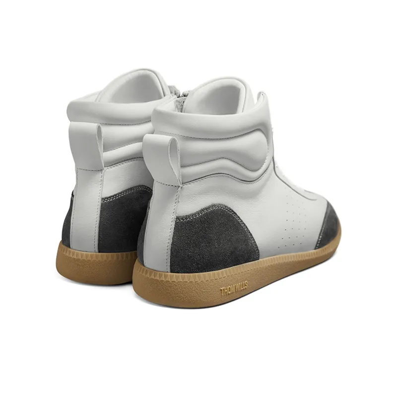 THOM WILLS Classic German Army Trainers High Top Skateboard Shoes Men's Dark Gray White-3