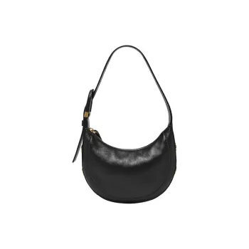 FOSSIL Leather Crescent Bag Handbag Shoulder Bag Regular Women's Black
