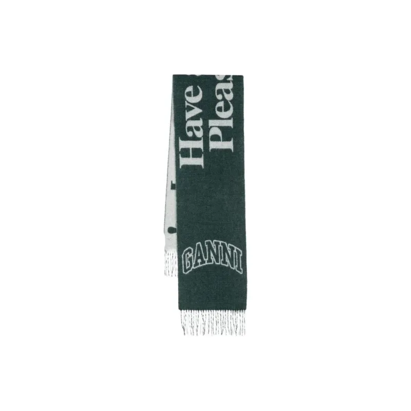 GANNI Fringed Wool Scarf-1