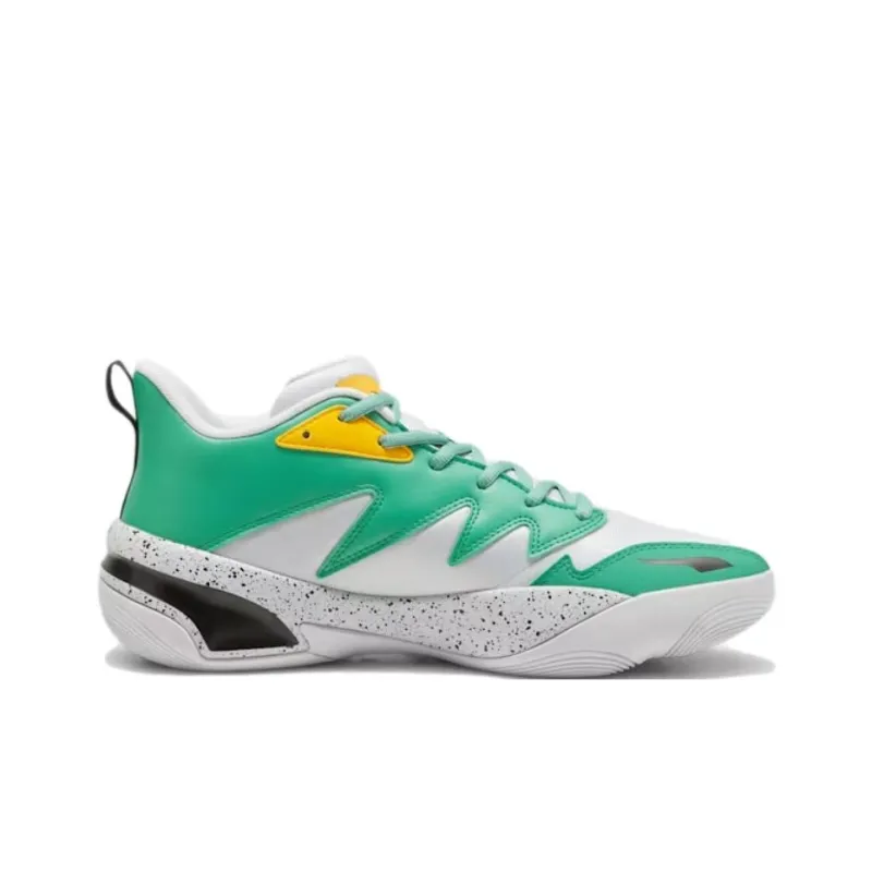 PUMA Genetics Non slip Wear resistant Shock Absorption Low Top Basketball Shoes Unisex Gray Green-1