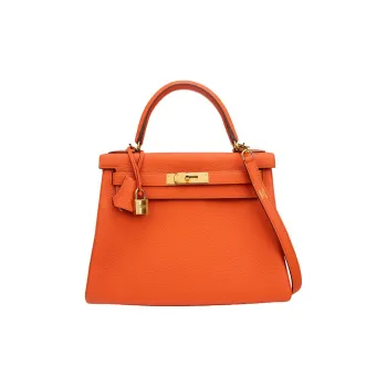 HERMES Kelly Togo Calfskin Kelly Bag Handbags Regular Women's 9J Feu Flame Orange