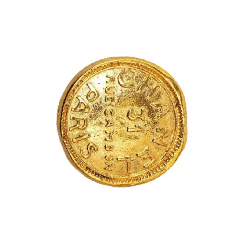 CHANEL 1990s Logo embossed Button Clip on Earrings-2