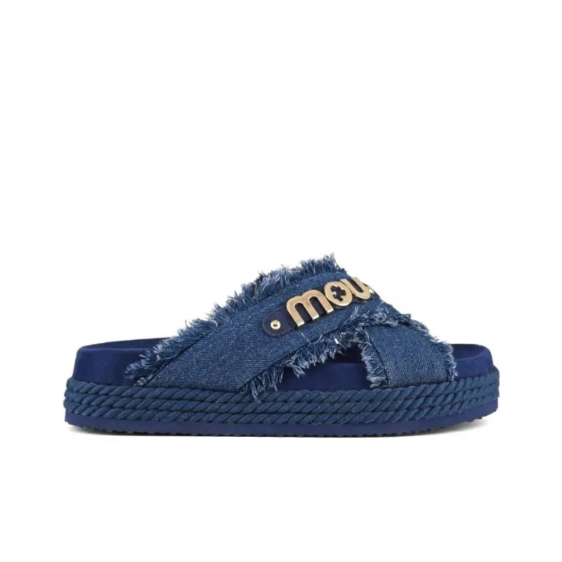 MOU Slide Slippers Women's Denim-1