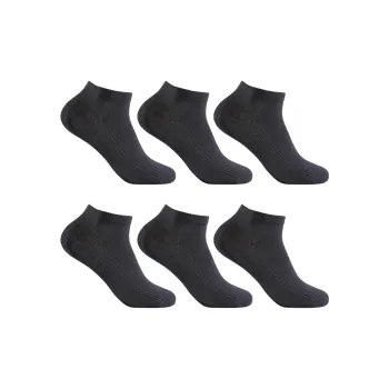 INVISIBLE Ankle Socks Unisex 6 Pack Black