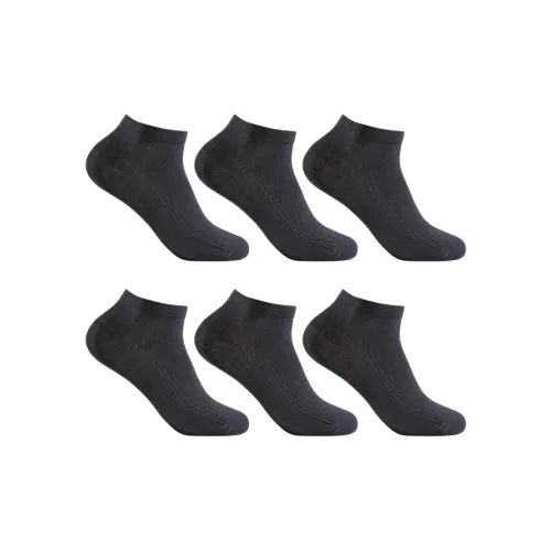 INVISIBLE Ankle Socks Unisex 6 Pack Black