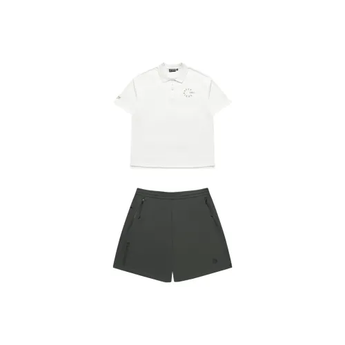 FILA FUSION FUSIONEER.1911 Casual Sportswear Unisex Set Non-Smoke White Polo Shirt+Honey Enchanting Gray Shorts