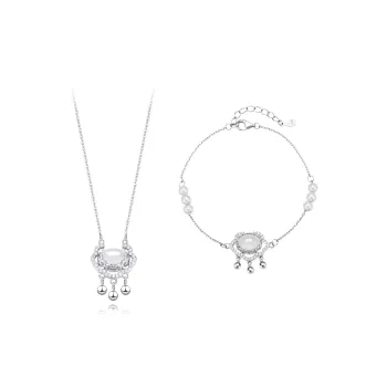 Muyan Chalcedony Ruyi Peace Lock Jade Set Women's