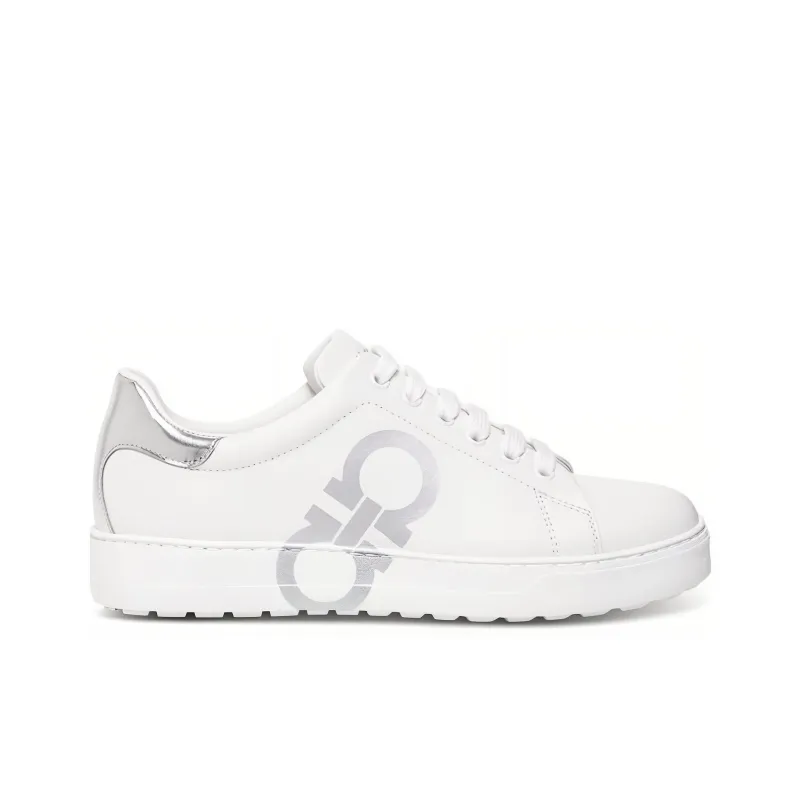 FERRAGAMO GANCINI Low Top Stylish Skateboarding Shoes Women's White-1