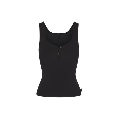 SKIMS SLEEP HENLEY TANK Tank Tops Women's ONYX/Onyx
